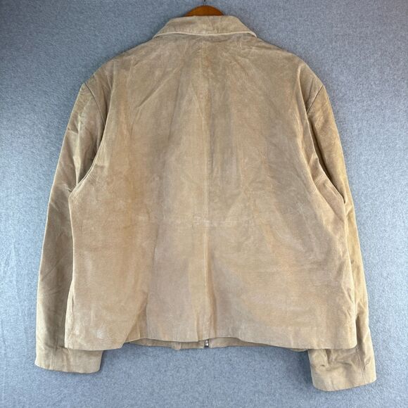 CLIO II Tan Genuine Suede Zip Up Blazer Jacket Women's Sz 22 Retro Boho Western - Picture 4 of 6